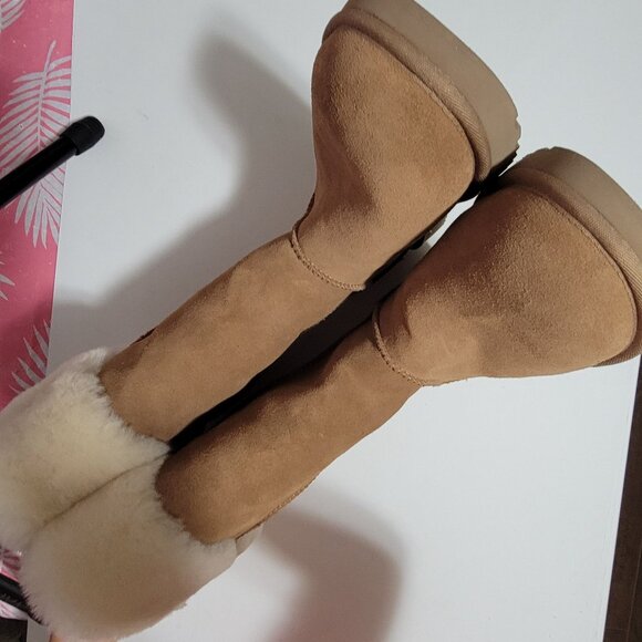 NEW UGG Suhenny Wool Boots Womens 6 Suede Winter Cozy Fur Warm Boho - Picture 3 of 11
